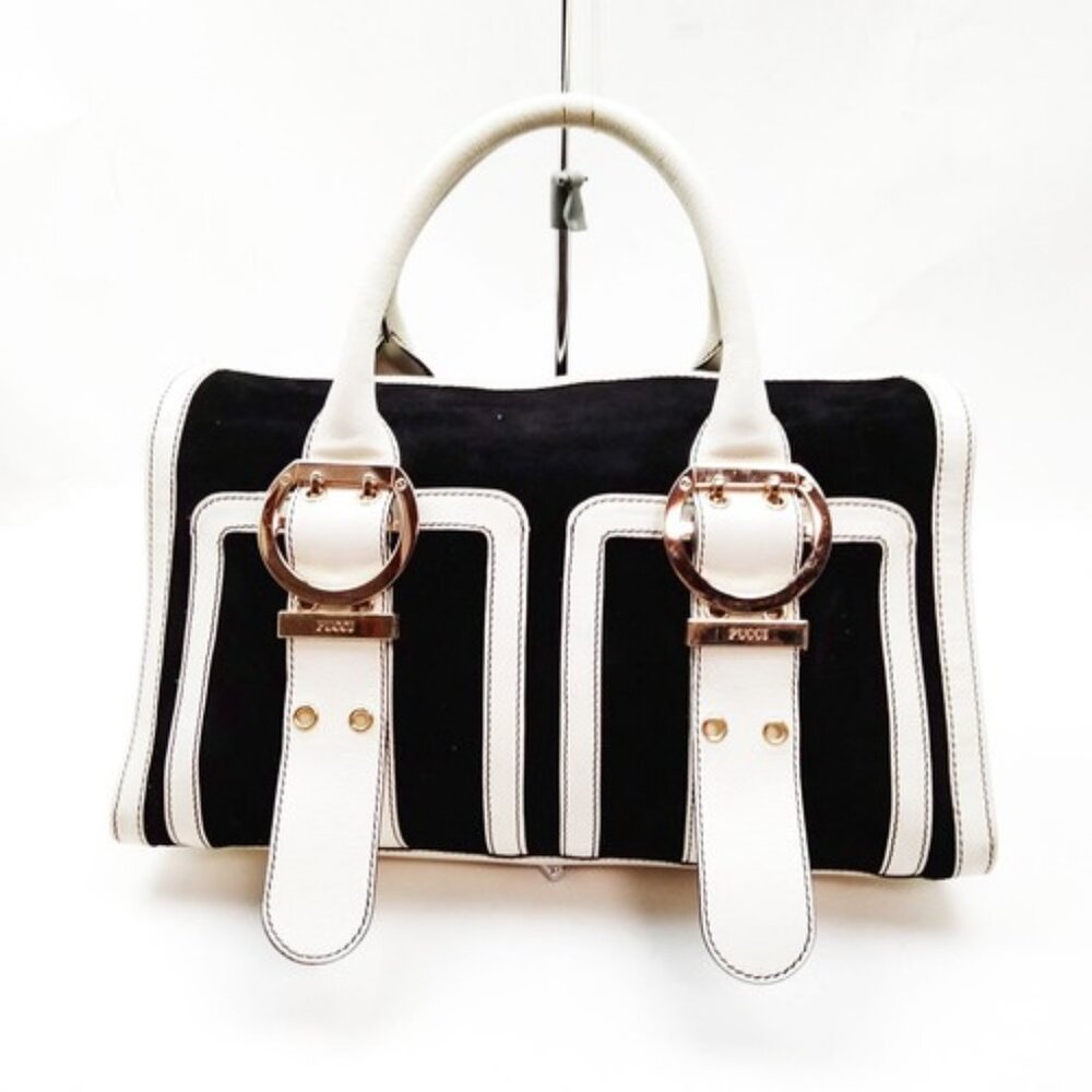 Emilio Pucci Hand Bag Black Suede Leather 2552436